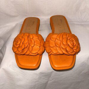 Spring Step Orange Genuine Leather Knotted Slide Sandals Size 36